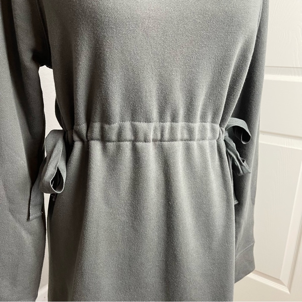 Athleta Cinch Sweatshirt Dress Olive Green/Gray XS - Picture 8 of 11